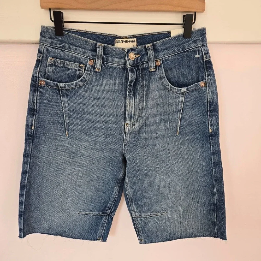 Free People x We the Free Ghost Town High Rise Long Shorts‎ Blue Size 27 NWT